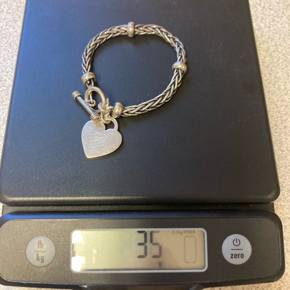 Sterling Silver Toggle Bracelet with heart charm - Picture 2 of 8